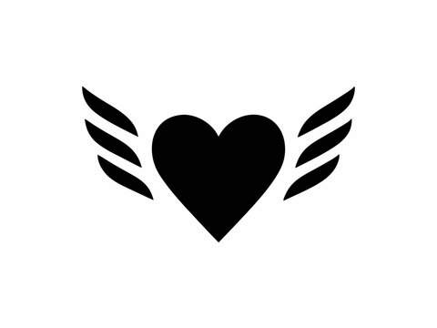 Heart with wings graphic vector illustration winged heart emblem love symbol valentine element icon design