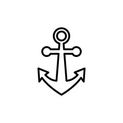vector cute anchor icon illustration in black and white flat line style