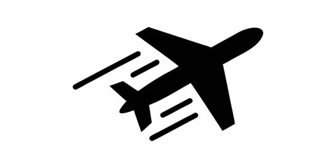 Airplane Icon Flying Travel Transportation Symbol Jet Plane Commercial Aviation Journey Graphic Flat Design