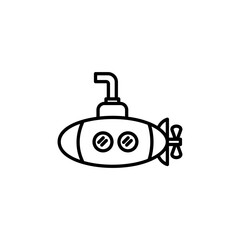 vector cute submarine icon illustration in black and white flat line style