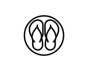 Fototapeta premium flip flop logo iocn line art vector outline