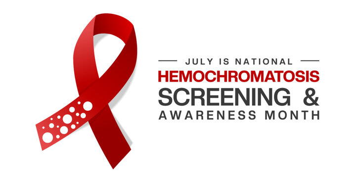 July is National Hemochromatosis Screening and Awareness Month. Ribbon. Great for posters, banners and social media. White background.