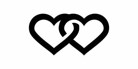 Intertwined Hearts Symbol of Love Connection and Unity Black and White Graphic Design with Elegant Lines