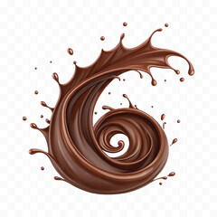 realistic 3d smooth dark chocolate liquid splash in different style 