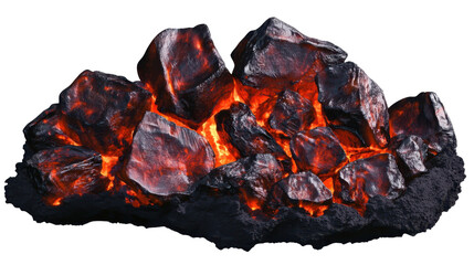 Glowing Lava Rocks with Fiery Embers Against a Dark Background Emitting Intense Heat and Light