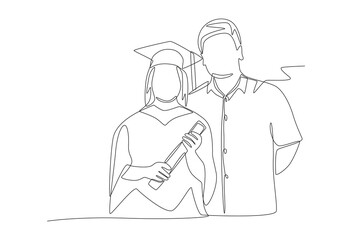 Family graduations concept one-line drawing