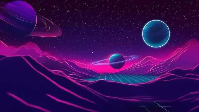 Retro Futuristic Alien Landscape.