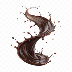 realistic 3d smooth dark chocolate liquid splash in different style 