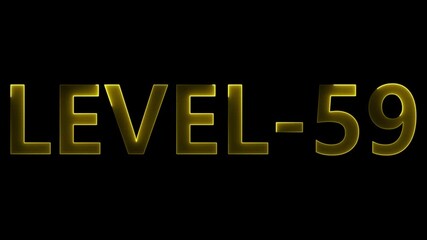 Glowing neon level 59 text displayed against a black background