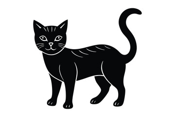 Black cat silhouette standing illustration
