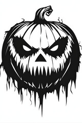 Fototapeta premium Scary Jack-O'-Lantern Face. A black and white illustration of a scary jack-o'-lantern face perfect for Halloween t-shirts.