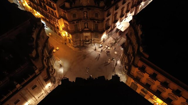 I Quattro Angoli (piazza Quattro Canti) Palermo, Sicilia, Italia.
Vista Aerea del centro della citt&agrave; di Palermo. 
