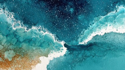 Captivating Ocean Waves and Starry Night Sky