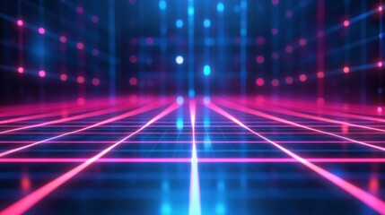 Neon grid futuristic pathway