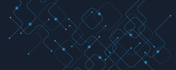 Abstract digital AI circuit board background with tech icons. Digital technology motherboard texture design. Engineering circuit board concept for poster, header, banner, website, presentation