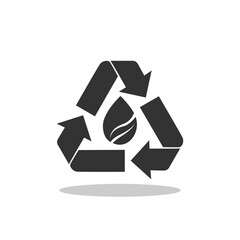 Recycle water leaf icon with shadow