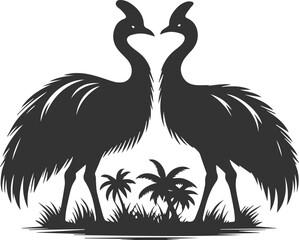 Cassowary vector drawing bird animal silhouette illustration