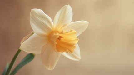 Obraz premium Elegant Daffodil in Soft Golden and Pastel Hues with Ivory Background