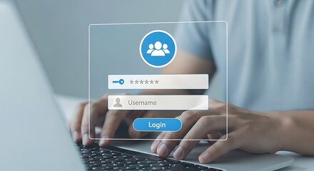 User Login Interface on Laptop Screen Concept. Secure Access with Username and Password Form ,User Authentication Concept on Laptop Display ,Identity Protection System with User Access Form .