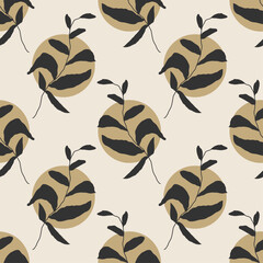 Trendy minimalist seamless botanical pattern with abstract creative hand drawn composition