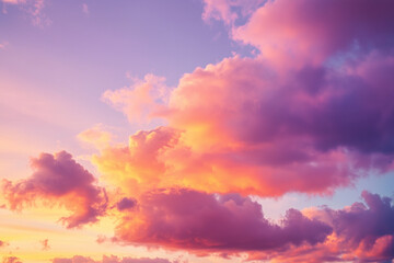 Obraz premium Whimsical sunset with pink, orange, and purple clouds blending into each other