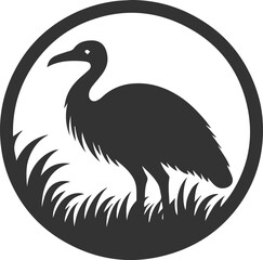 Cassowary vector drawing bird animal silhouette illustration