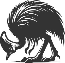 Cassowary vector drawing bird animal silhouette illustration