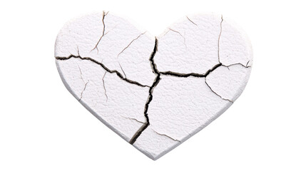 Cracked heart shape, symbol of heartbreak and despair.  A poignant image representing pain, loss and emotional distress.