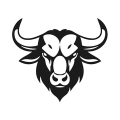 Bull head tribal style horned animal design aggressive expression, tribal bull, horned animal, bull face, vector silhouette	