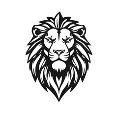 Lion head with detailed mane. Animal icon template. Wild animal, lion king, ferocious predator, wild cat, roaring lion	