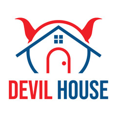 devil house flat minimalist logo design