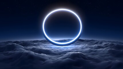 Obraz premium Glowing cosmic ring over serene cloud landscape