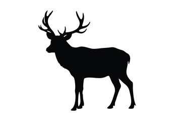 Fototapeta premium Bull Elk Silhouette Vector Illustration of Wild Animal Wildlife Deer Nature Art for T Shirt Design