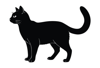 cat silhouette vector illustration minimal design black cat outline graphic art simple style