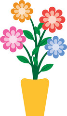 Illustration of a Colorful Flower in Potted Plant