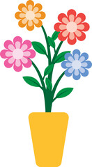 Illustration of a Colorful Flower in Potted Plant