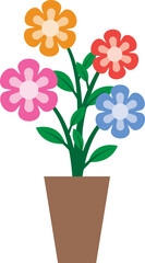 Illustration of a Colorful Flower in Potted Plant