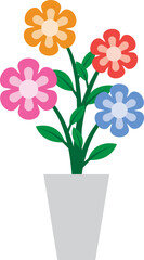 Illustration of a Colorful Flower in Potted Plant