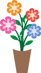 Illustration of a Colorful Flower in Potted Plant