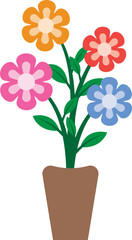 Illustration of a Colorful Flower in Potted Plant