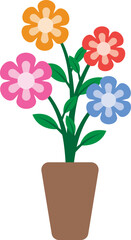 Illustration of a Colorful Flower in Potted Plant
