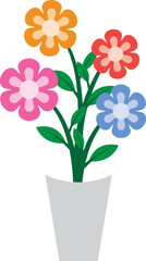 Illustration of a Colorful Flower in Potted Plant