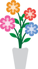 Illustration of a Colorful Flower in Potted Plant
