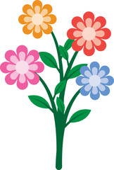 Illustration of a Colorful Flowers on Pot