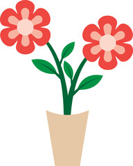 Illustration of a Colorful Flowers on Pot