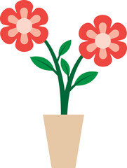 Illustration of a Colorful Flowers on Pot