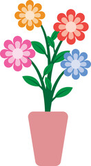 Illustration of a Colorful Flowers on Pot