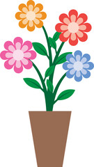 Illustration of a Colorful Flowers on Pot