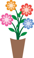 Illustration of a Colorful Flowers on Pot