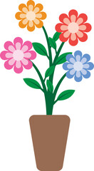 Illustration of a Colorful Flowers on Pot